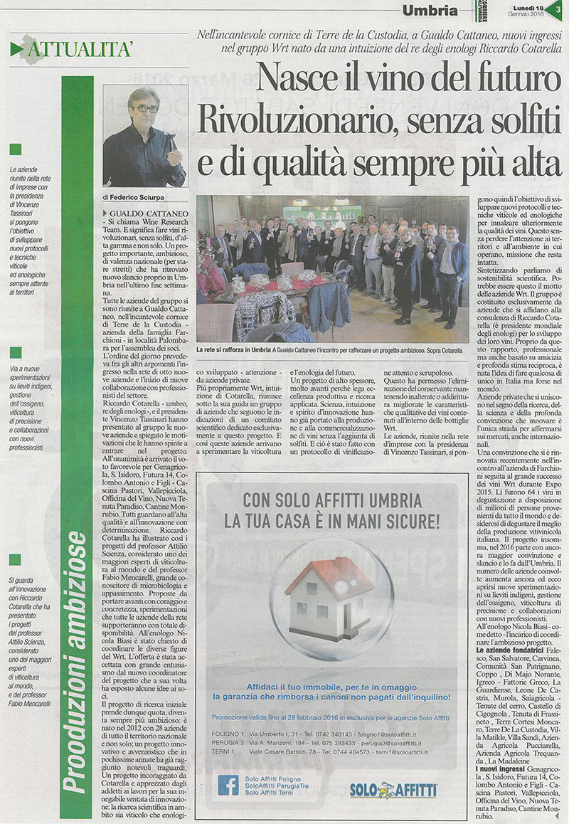 Wine Research Team News: Corriere dell' Umbria